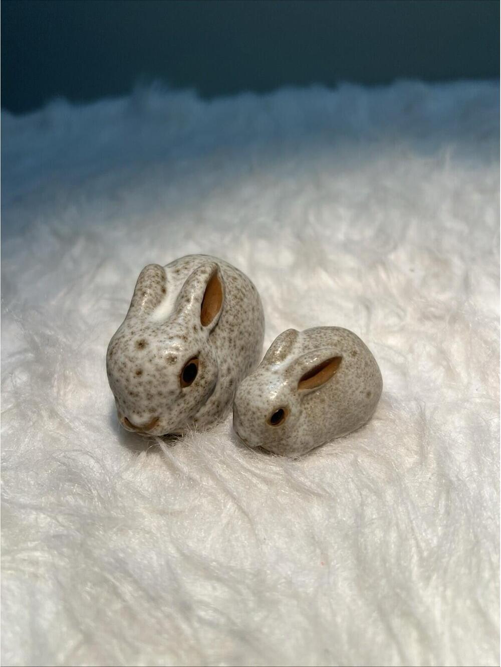 2 Vintage Ceramic Bunny Fitz and Floyd Japan Art Pottery Mid-century Modern